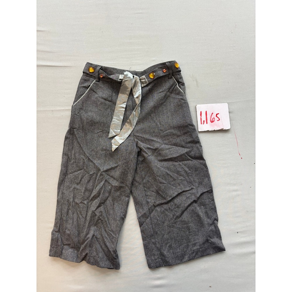 Byer Girl Grey Metallic Lurex Wide Leg Trousers Ribbon Belt Size 6